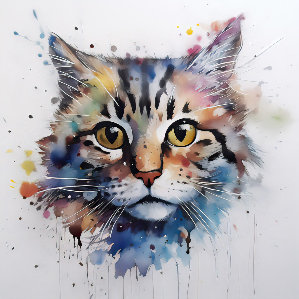 Chaton à l’aquarelle — motif complet