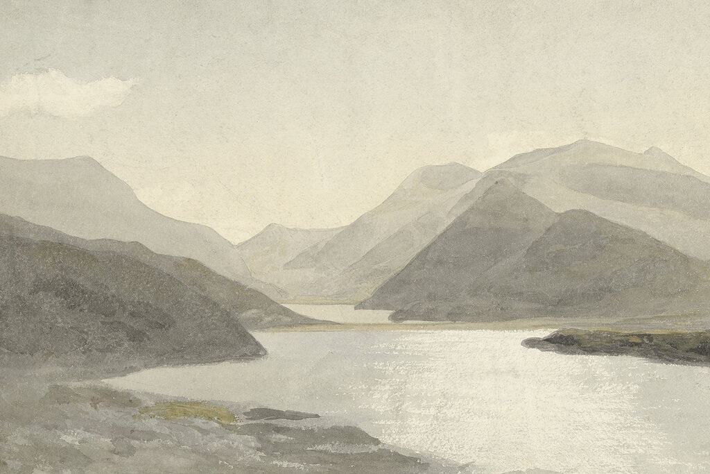 Lac entre monts brumeux — motif complet