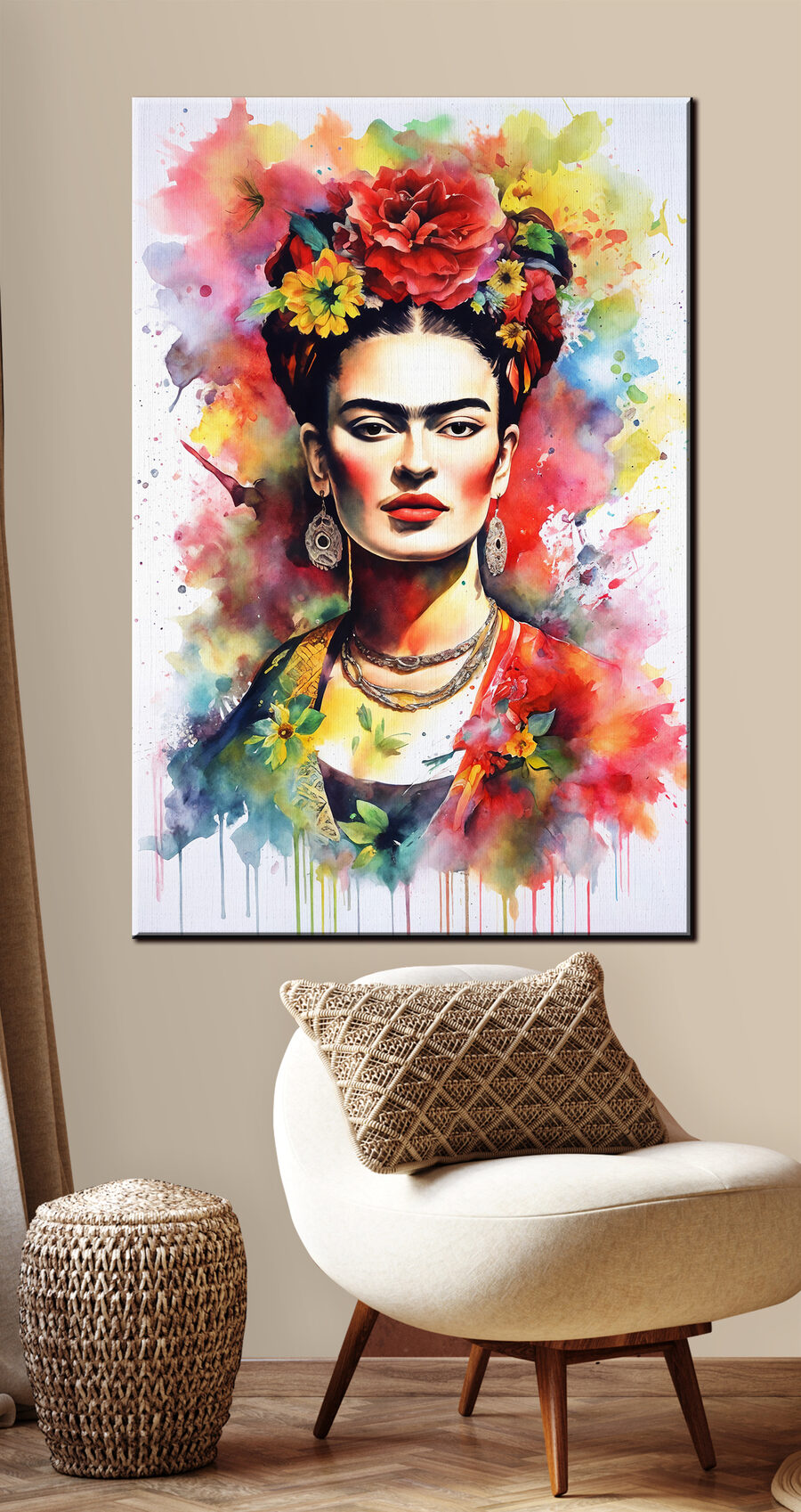 Portrait fleuri à l’aquarelle — intérieur 2