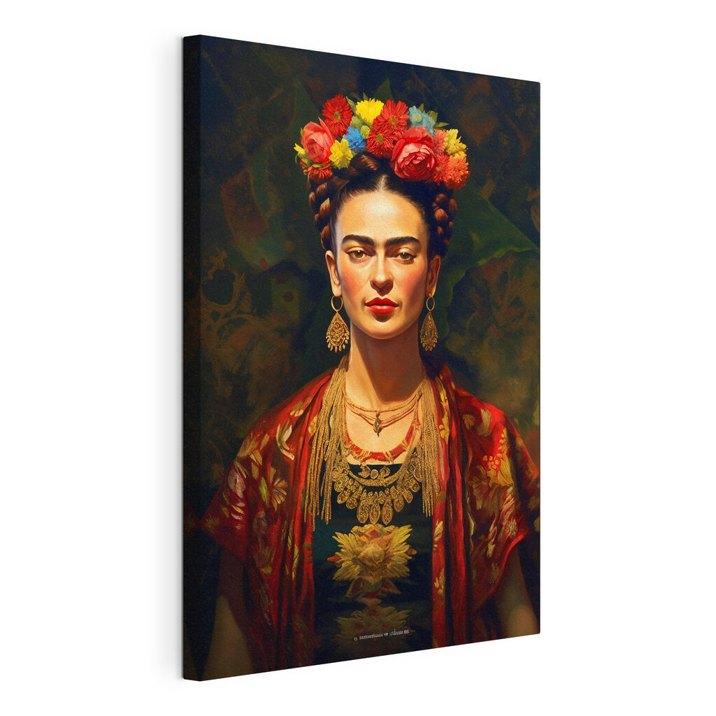 Regard chaleureux et fleuri, toile tendue et bord enveloppé