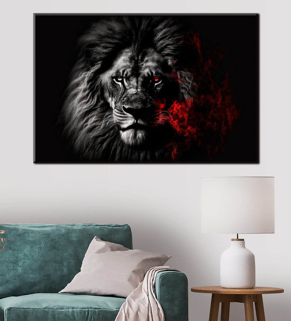 Lion aux reflets rouges — intérieur 2