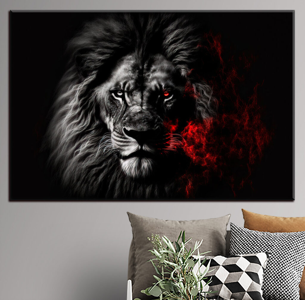 Lion aux reflets rouges — intérieur 1