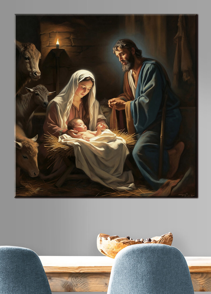 L’enfant dans la crèche dans un intérieur