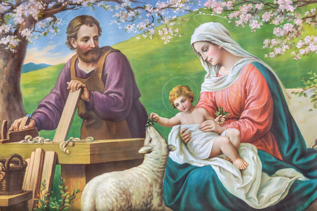 Famille sous les fleurs — motif complet