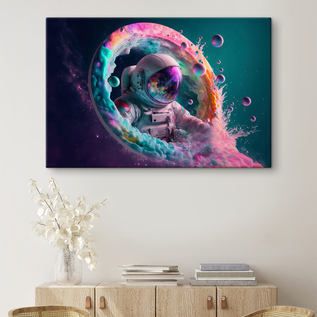 Astronaute en brume colorée — intérieur 3