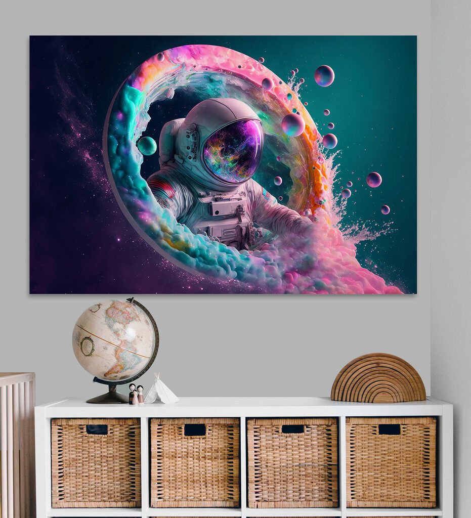 Astronaute en brume colorée — intérieur 2