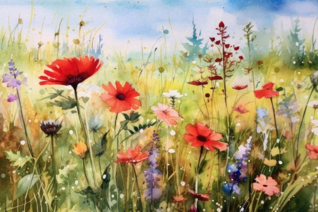Champ en fleurs — motif complet