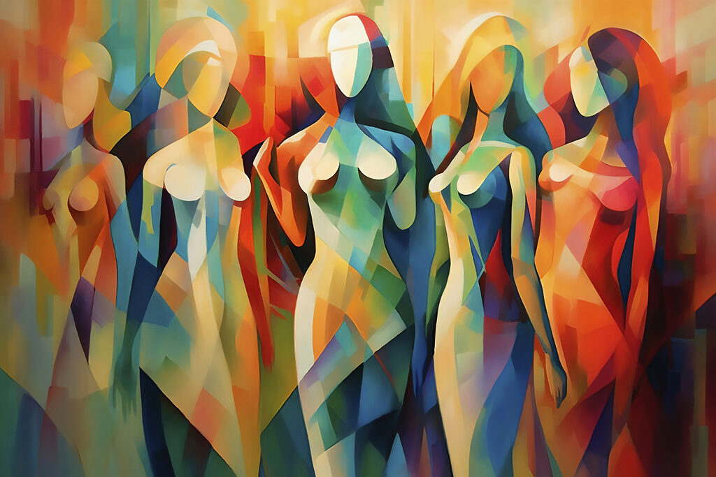 Femmes en aplats colorés — motif complet