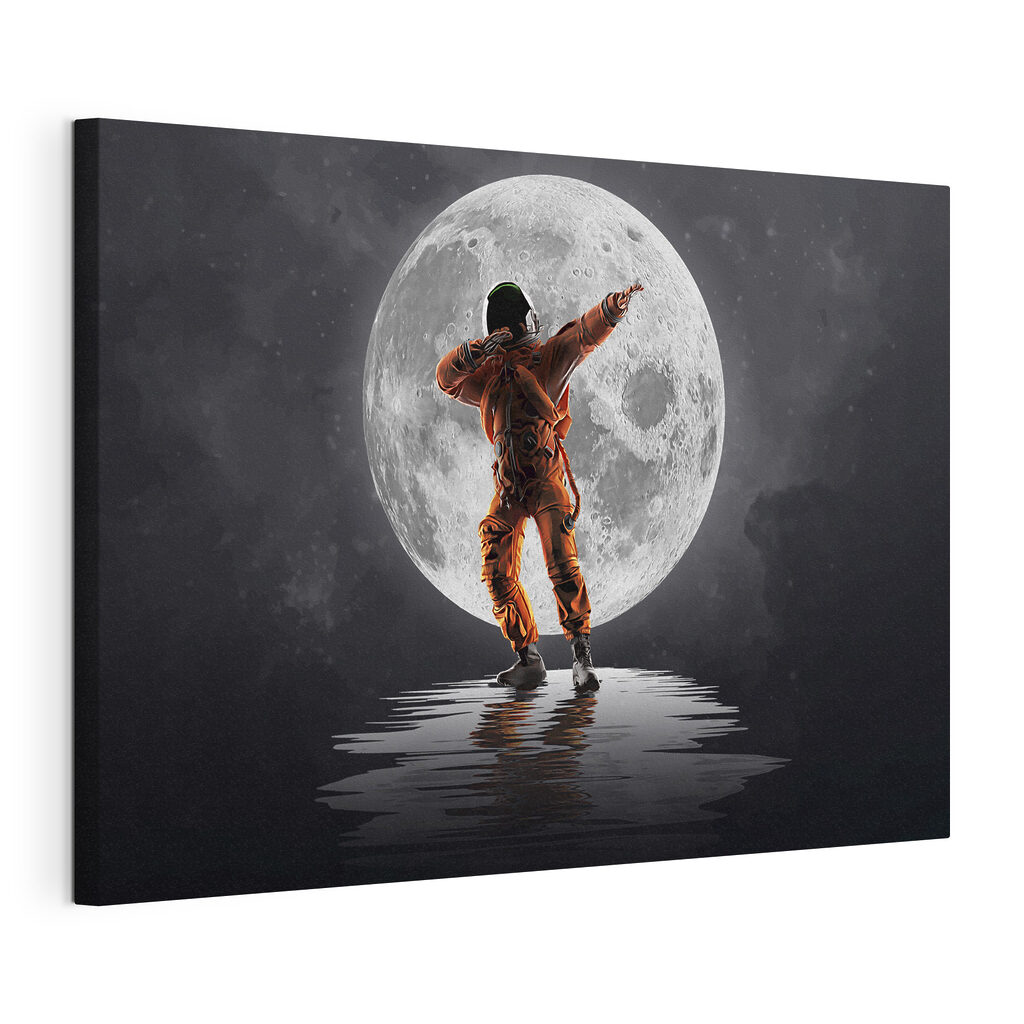 Danse devant la lune, toile tendue et bord enveloppé