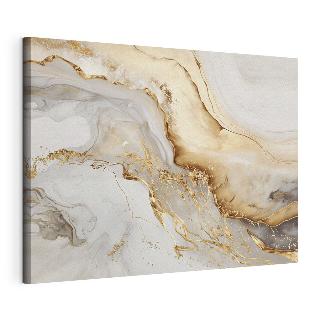 Vagues ambrées sur crème, toile tendue et bord enveloppé