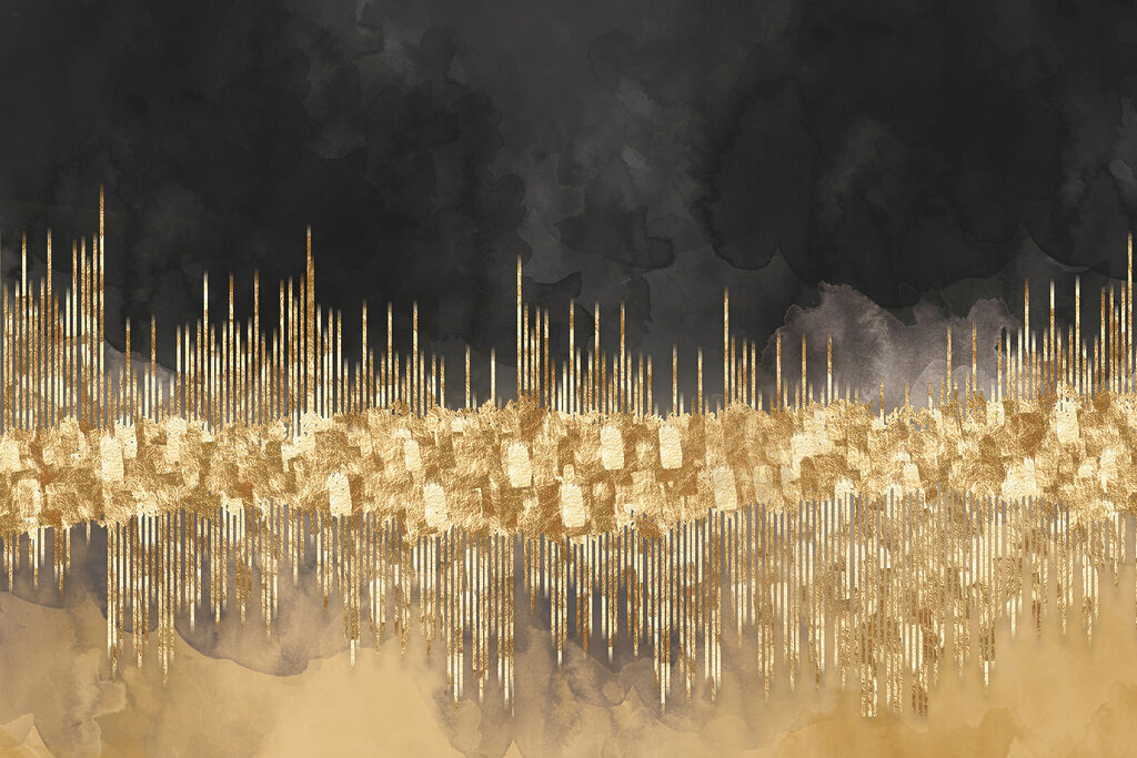 Lignes dorées sur noir — motif complet