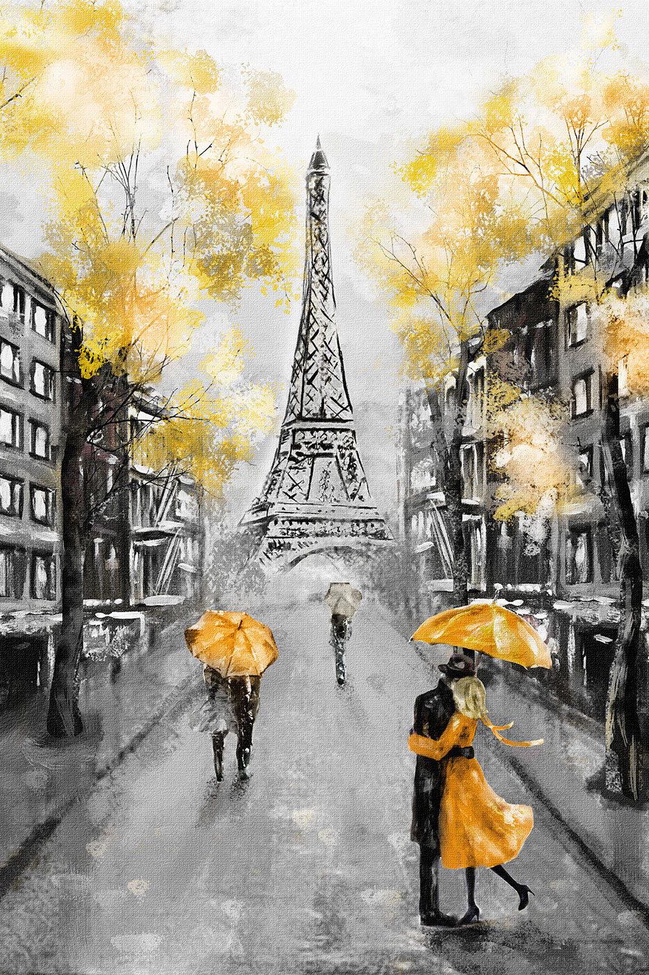 Parapluies jaunes à Paris — motif complet