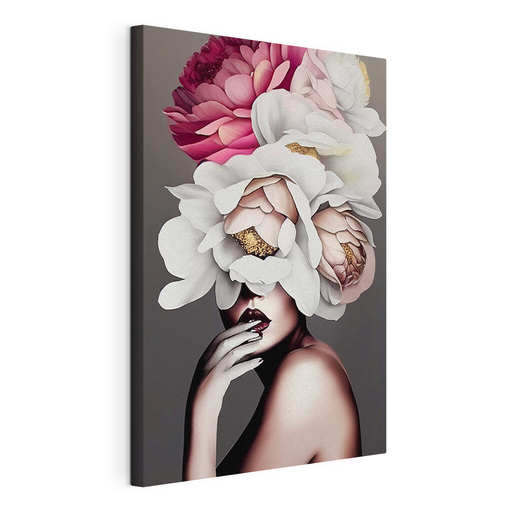Visage derrière les fleurs — vue du produit