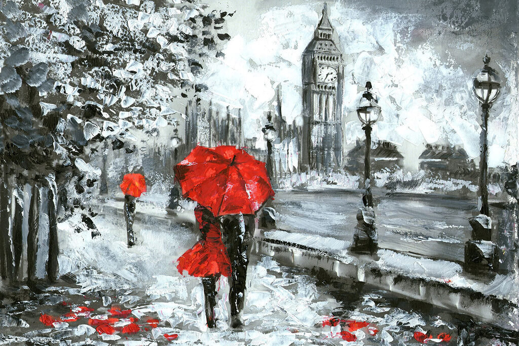 Parapluies rouges à Londres — motif complet