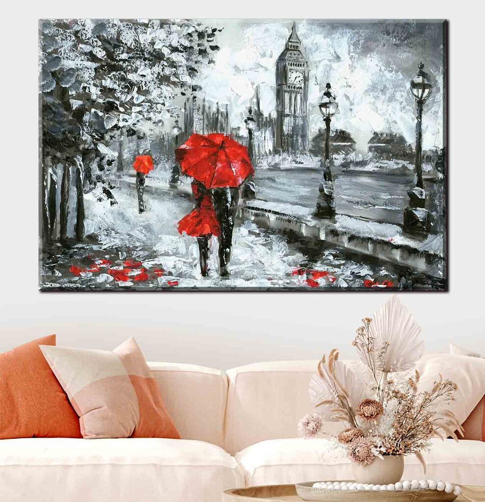 Parapluies rouges à Londres — intérieur 2