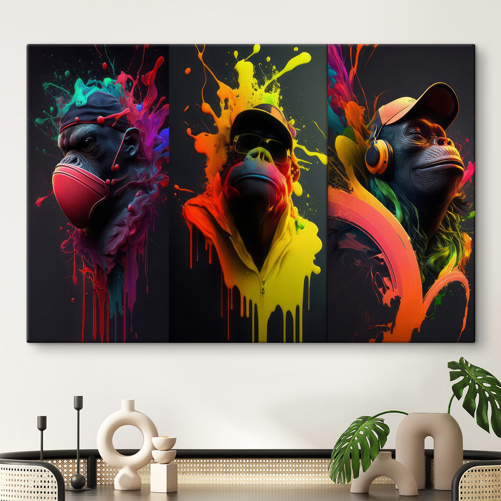 Singes éclaboussés de couleur — intérieur 4