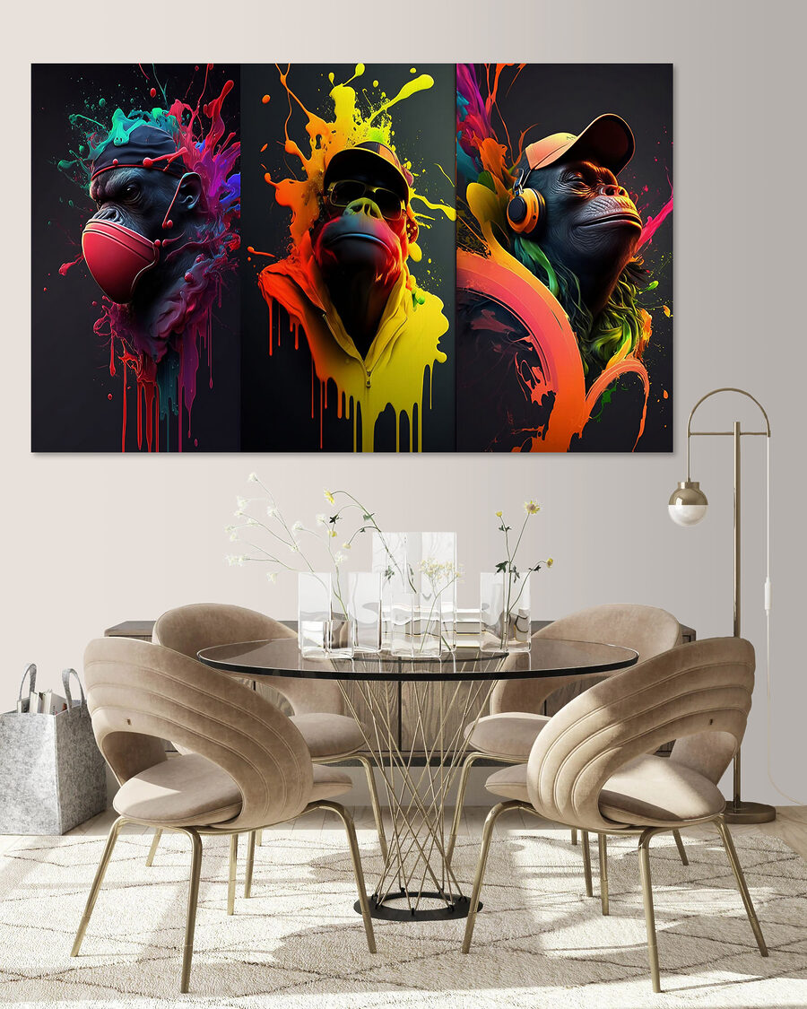 Singes éclaboussés de couleur — intérieur 2
