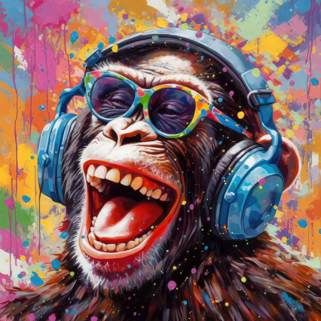 Un singe qui rit — motif complet