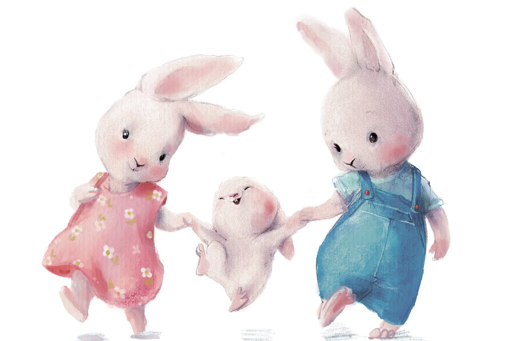 Petit lapin bien entouré — motif complet