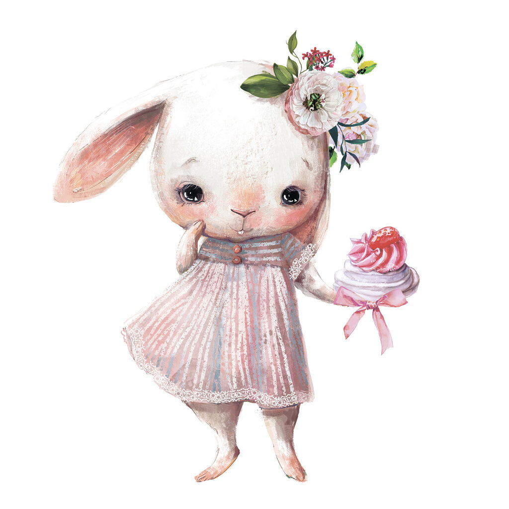 Petit lapin au cupcake — motif complet