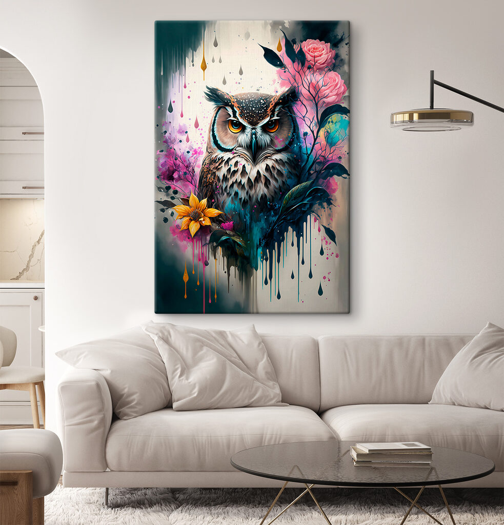 Hibou et roses peintes — intérieur 5