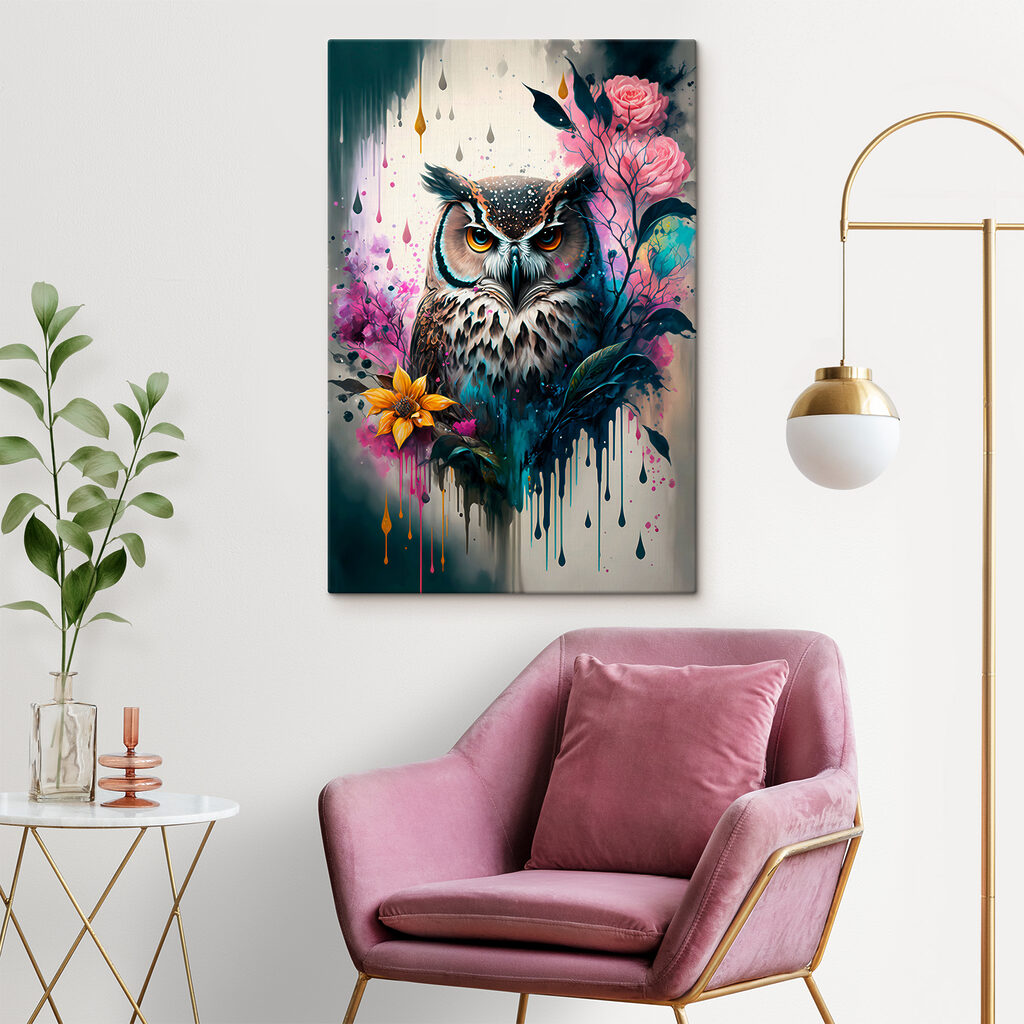 Hibou et roses peintes — intérieur 6