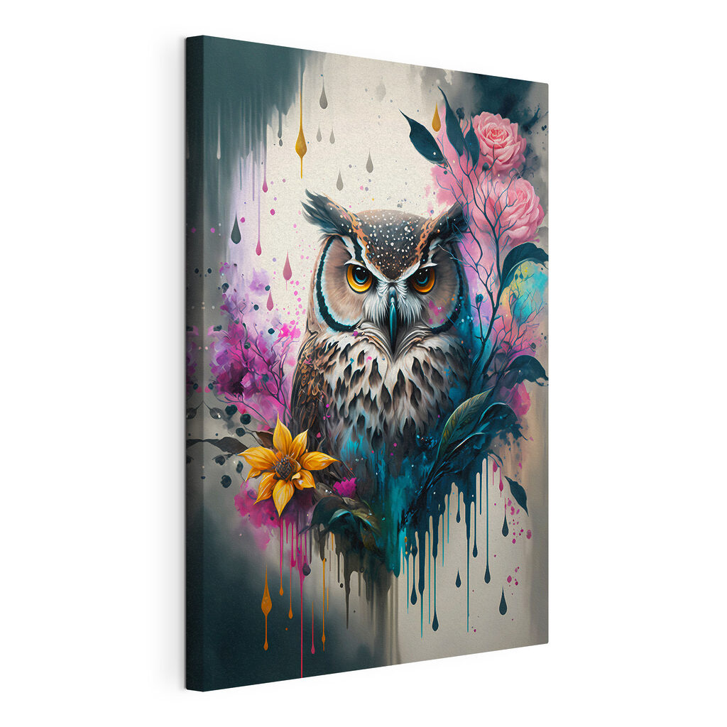 Hibou et roses peintes — vue du produit