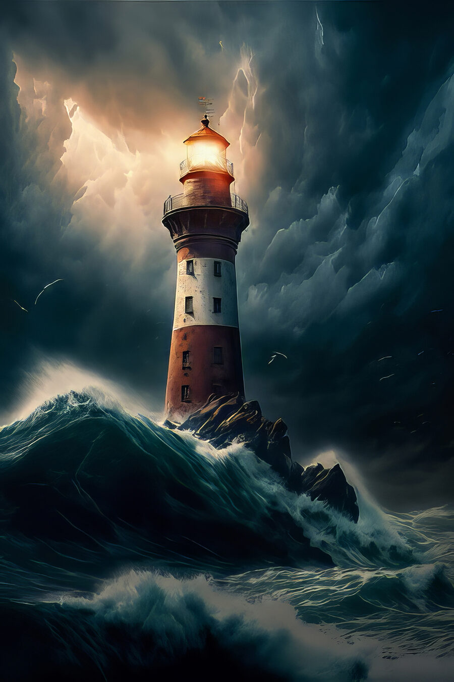 Lumière au-dessus des vagues — motif complet