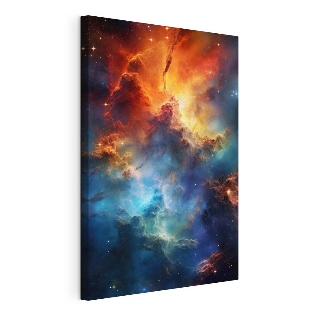 Nébuleuse de feu, toile tendue et bord enveloppé
