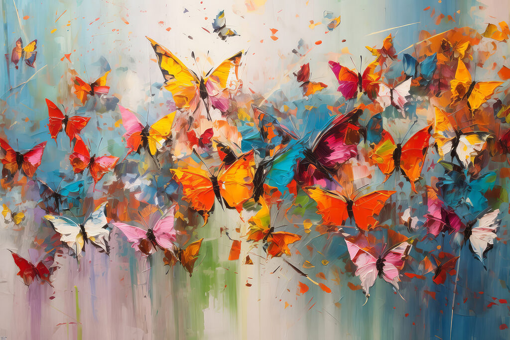 Papillons porteurs de couleurs — motif complet