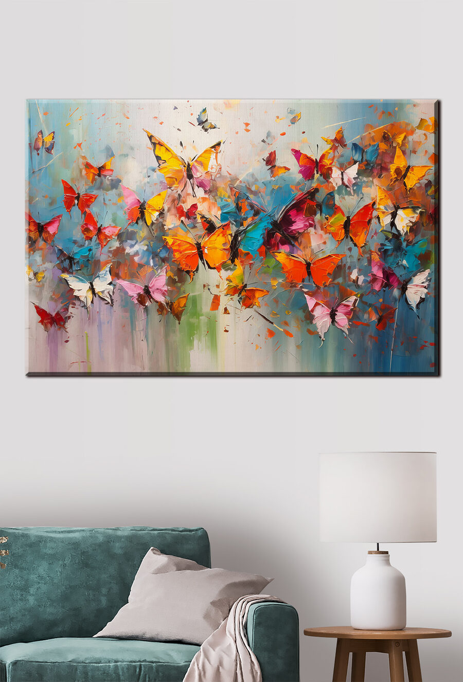 Papillons porteurs de couleurs dans un intérieur
