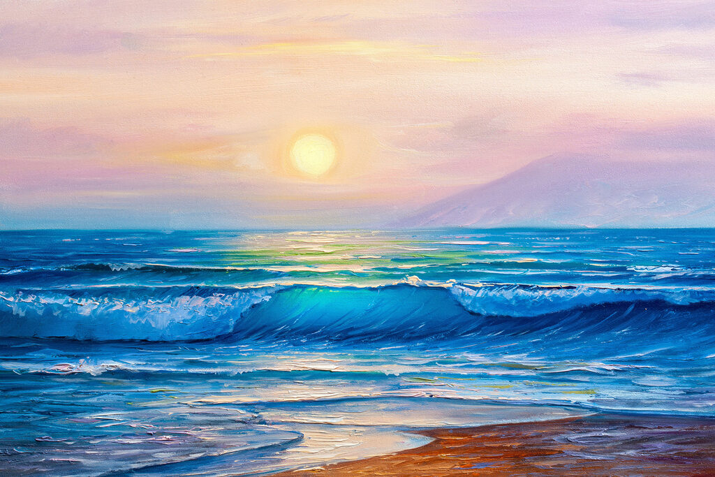 Soleil et vagues douces — motif complet