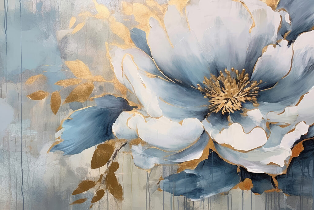 Fleurs aux ombres bleues — motif complet