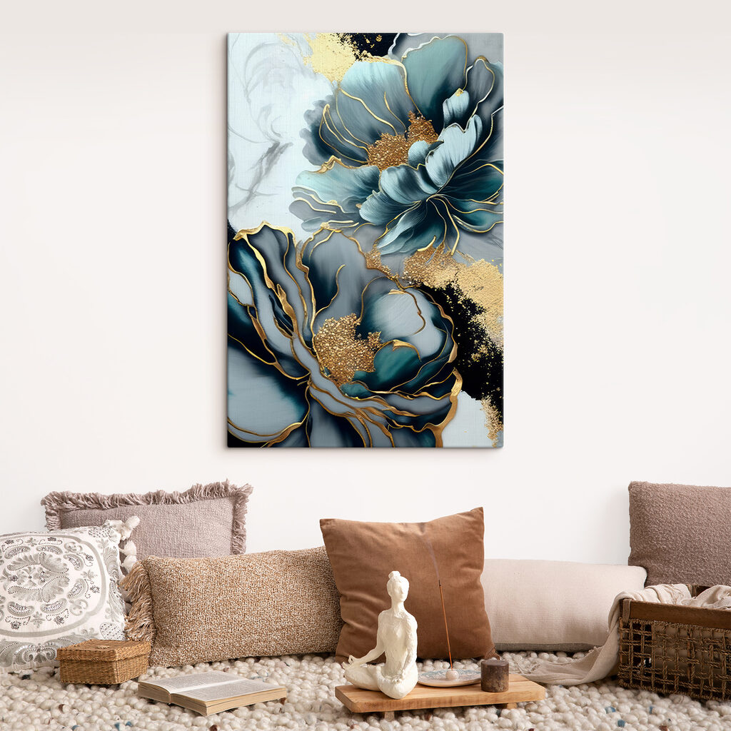 Fleurs bleues, contours dorés — intérieur 5