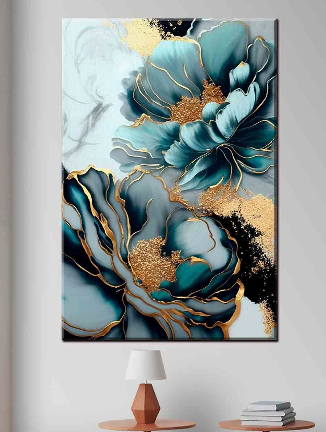 Fleurs bleues, contours dorés — intérieur 1