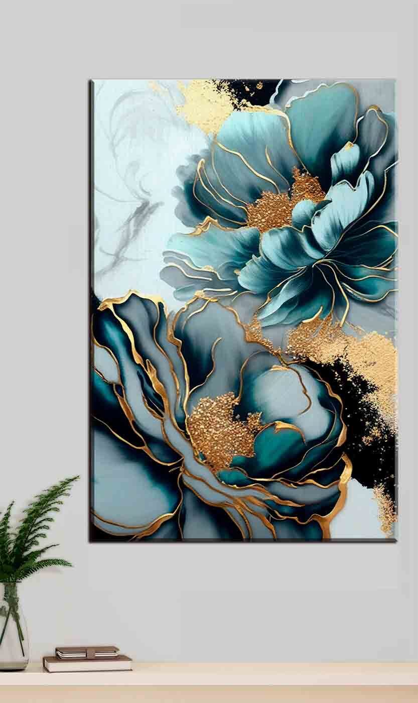 Fleurs bleues, contours dorés — intérieur 2
