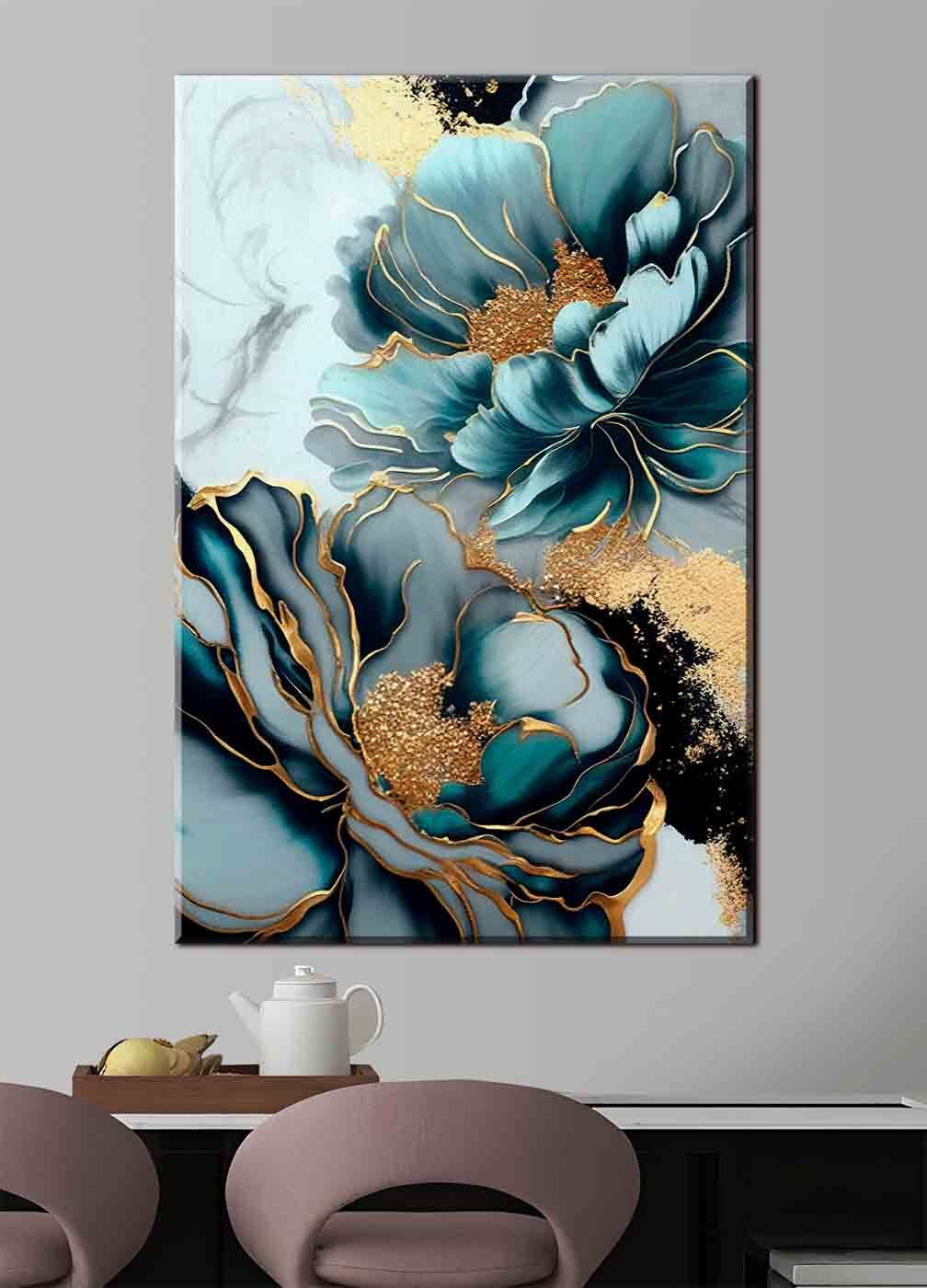 Fleurs bleues, contours dorés — intérieur 3