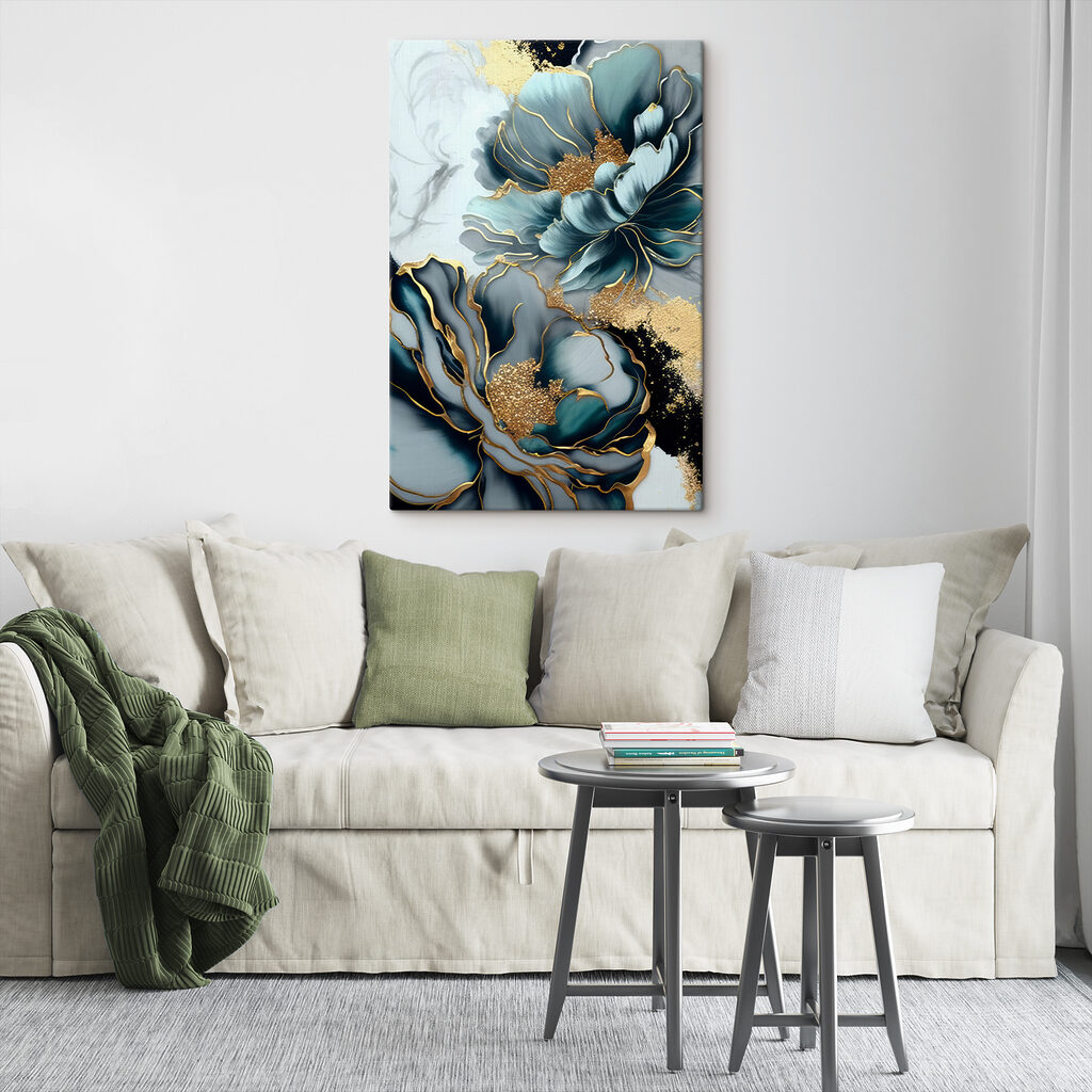 Fleurs bleues, contours dorés — intérieur 6