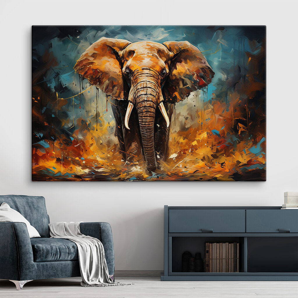 Éléphant aux touches orange — intérieur 2
