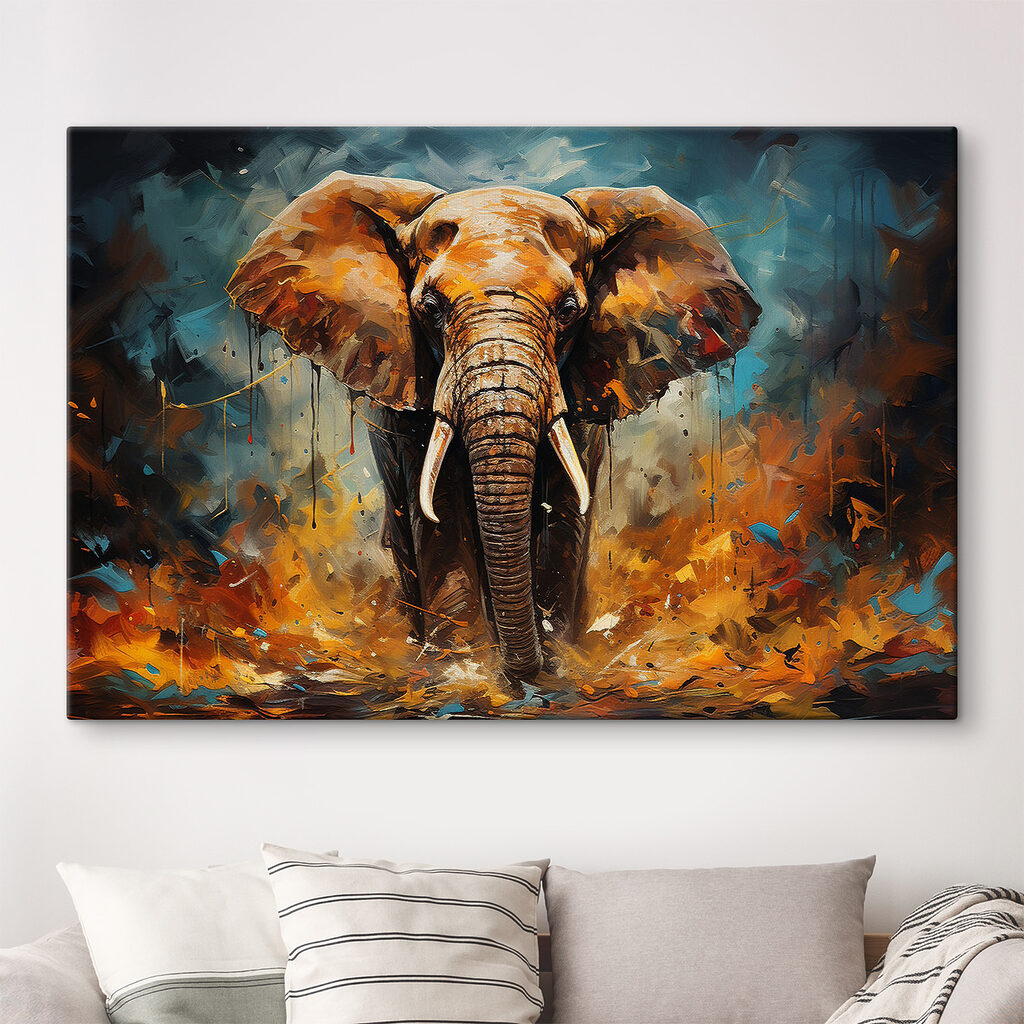 Éléphant aux touches orange — intérieur 3