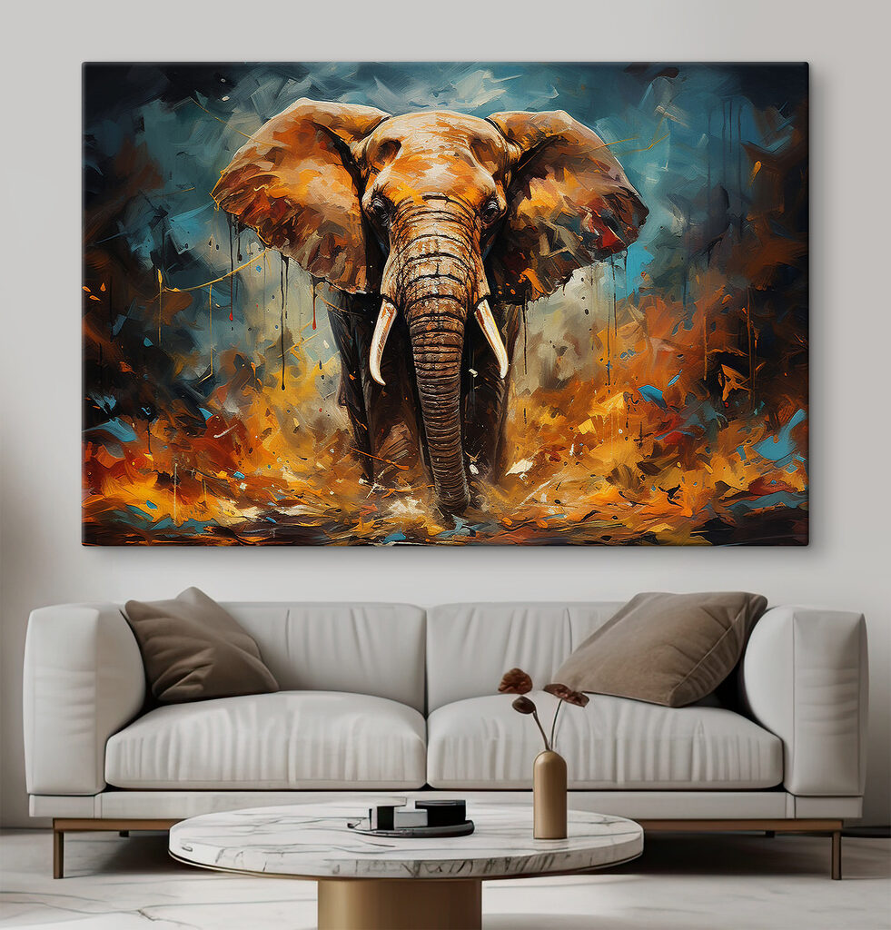 Éléphant aux touches orange — intérieur 5