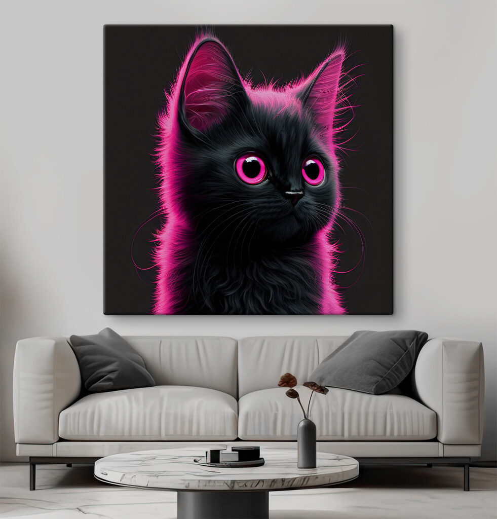 Chaton au néon rose — intérieur 5