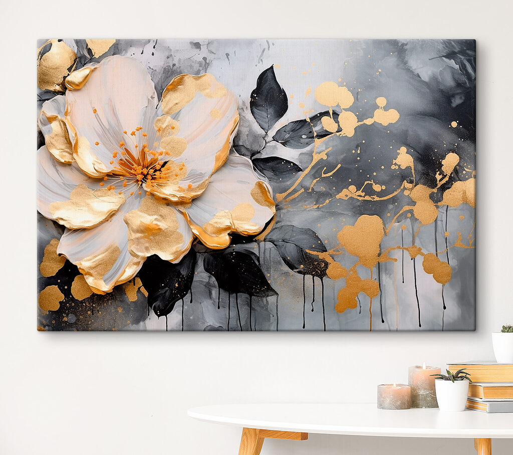 Floraison aux éclats d’or dans un intérieur