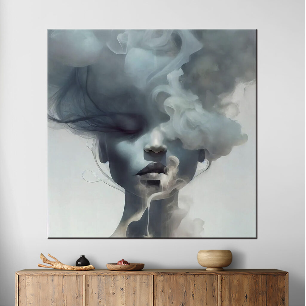 Visage voilé de fumée — intérieur 1