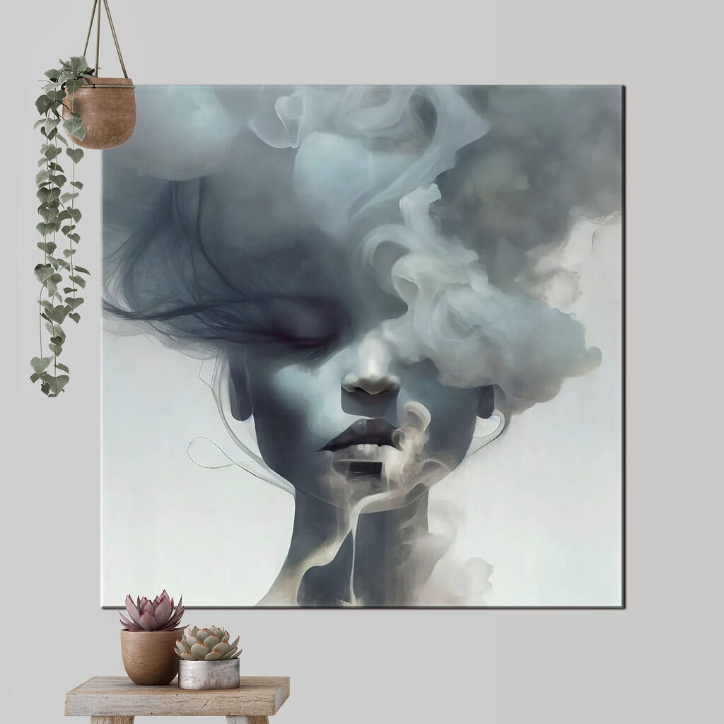 Visage voilé de fumée — intérieur 2