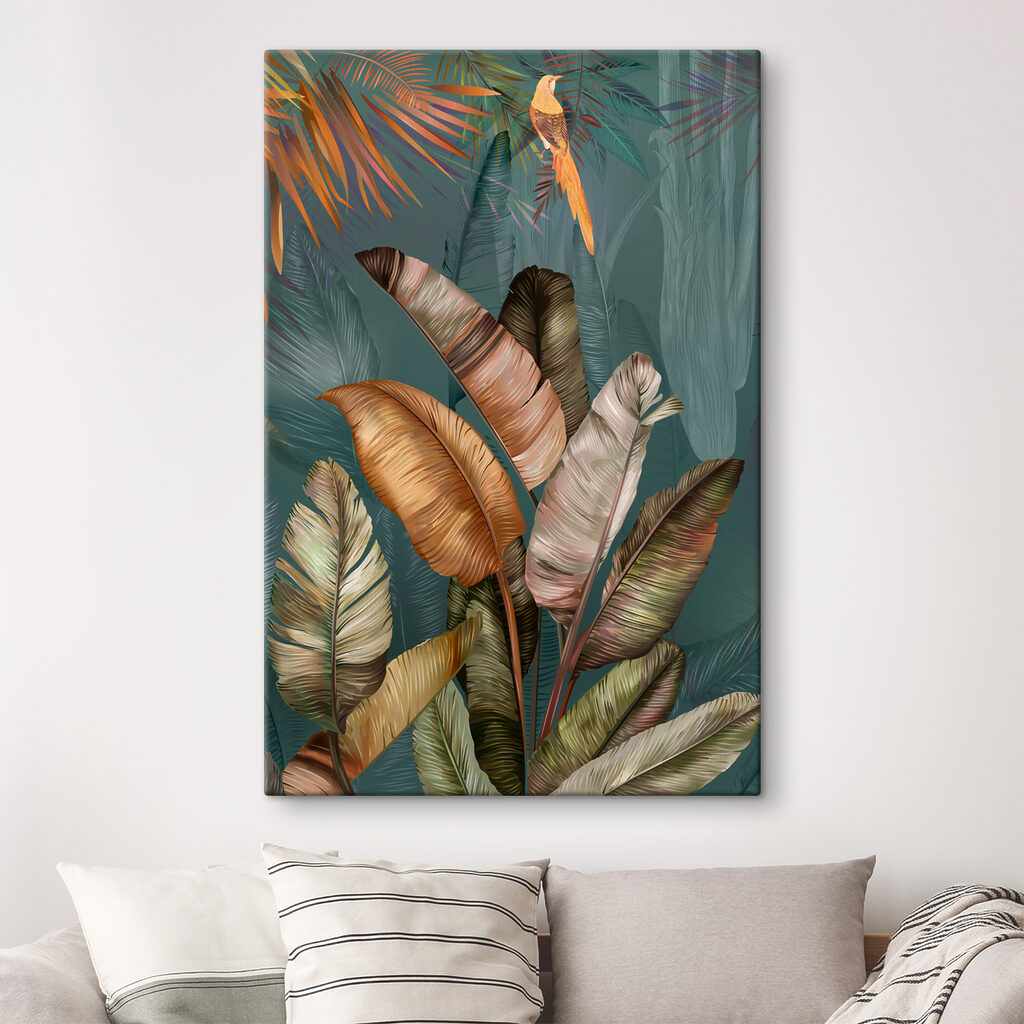 Feuilles tropicales cuivrées — intérieur 1