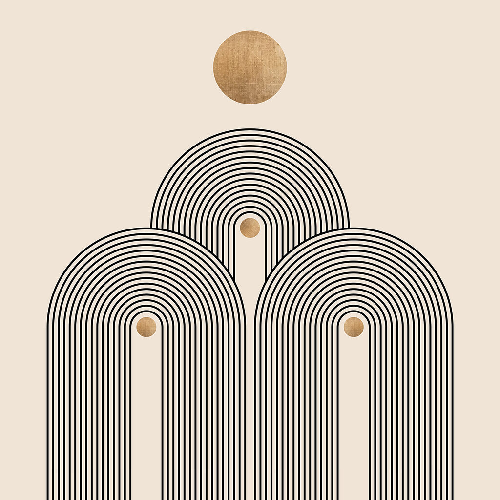 Arcs et soleil doré — motif complet