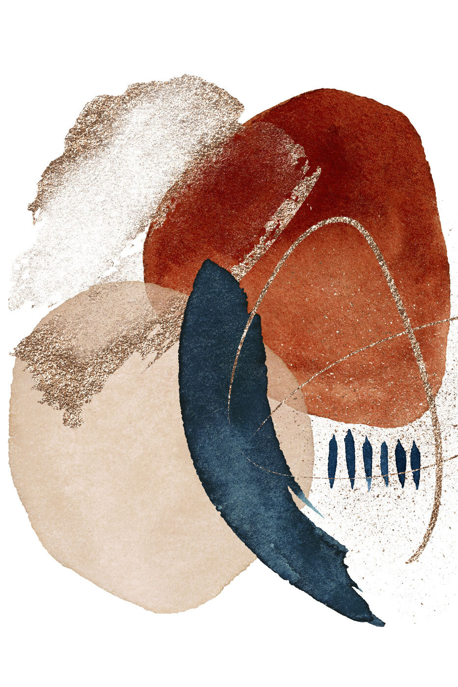 Brun rouille en arrondis — motif complet