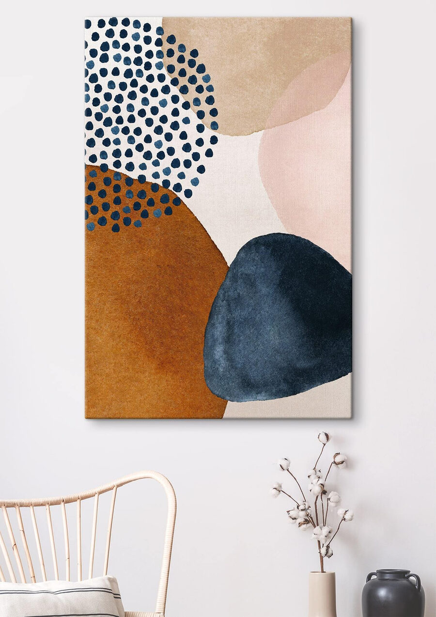 Pluie de points bleus dans un intérieur
