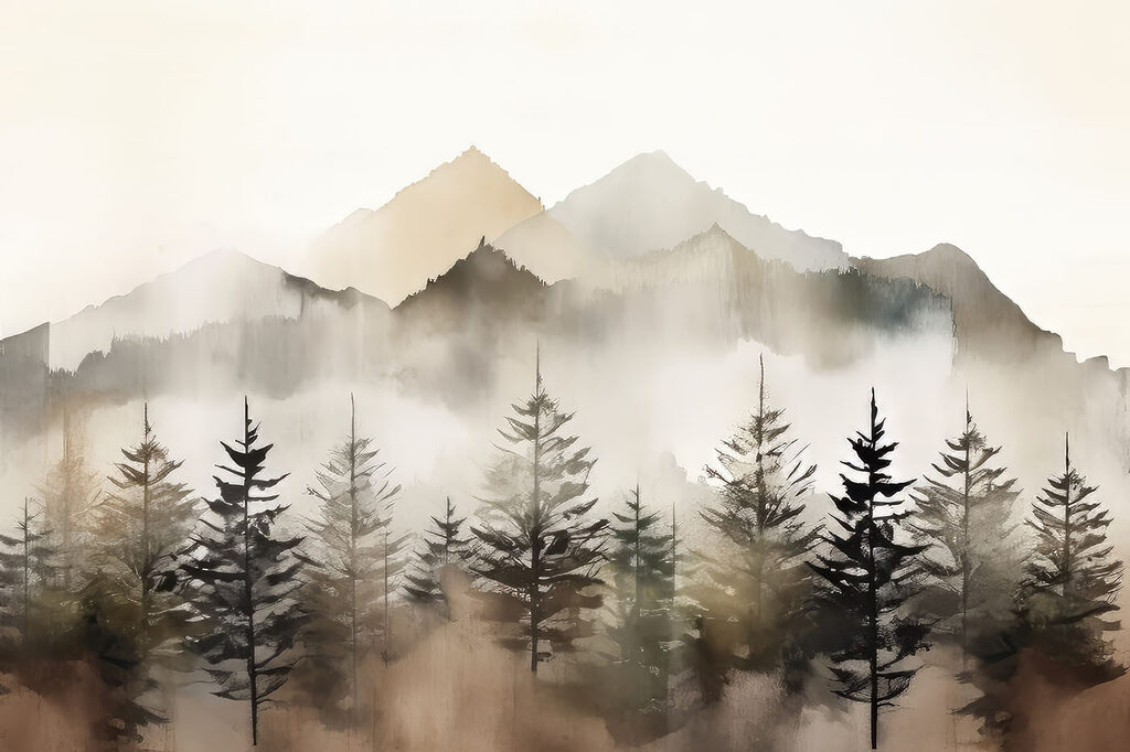Brume sur sommets pâles — motif complet